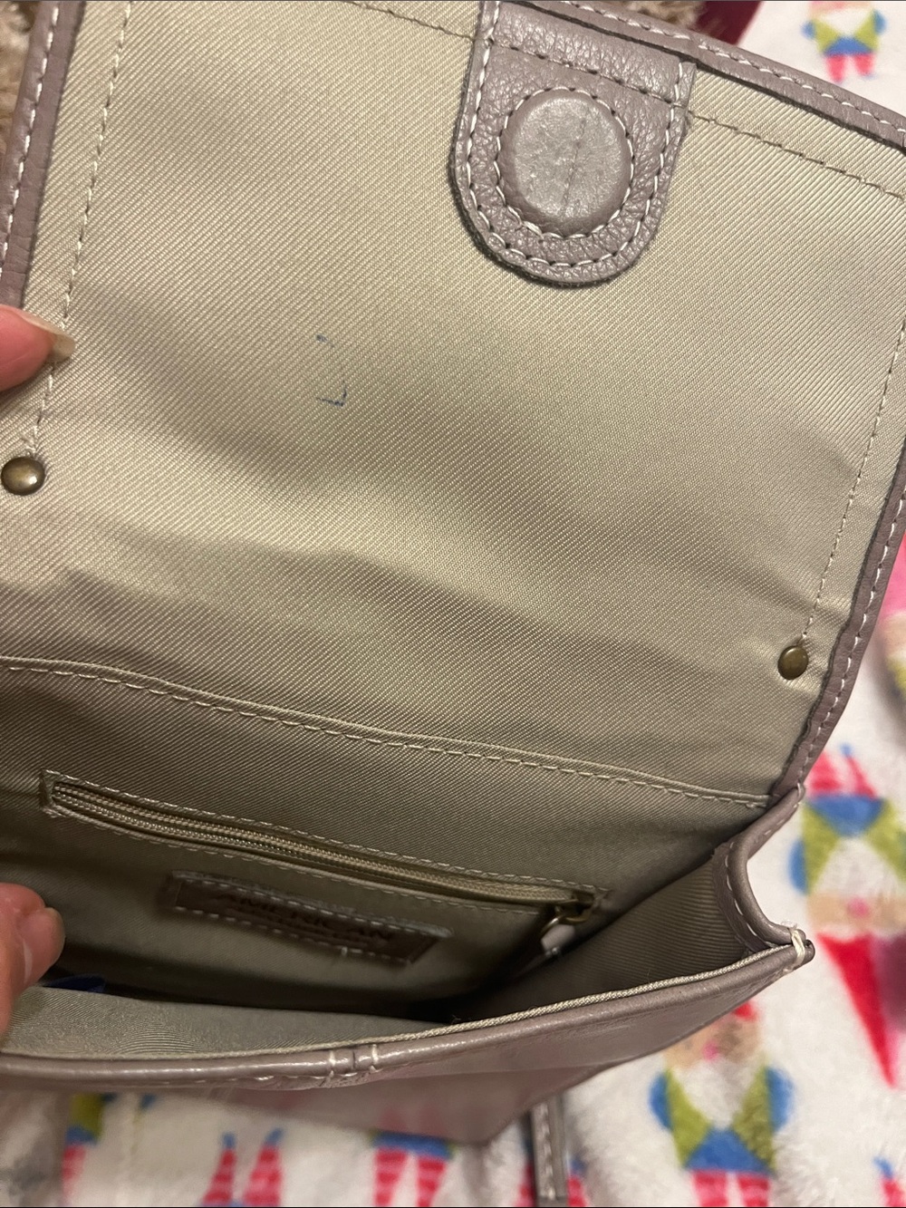 American Leather Taupe Leather Crossbody Bag - Picture 3 of 7